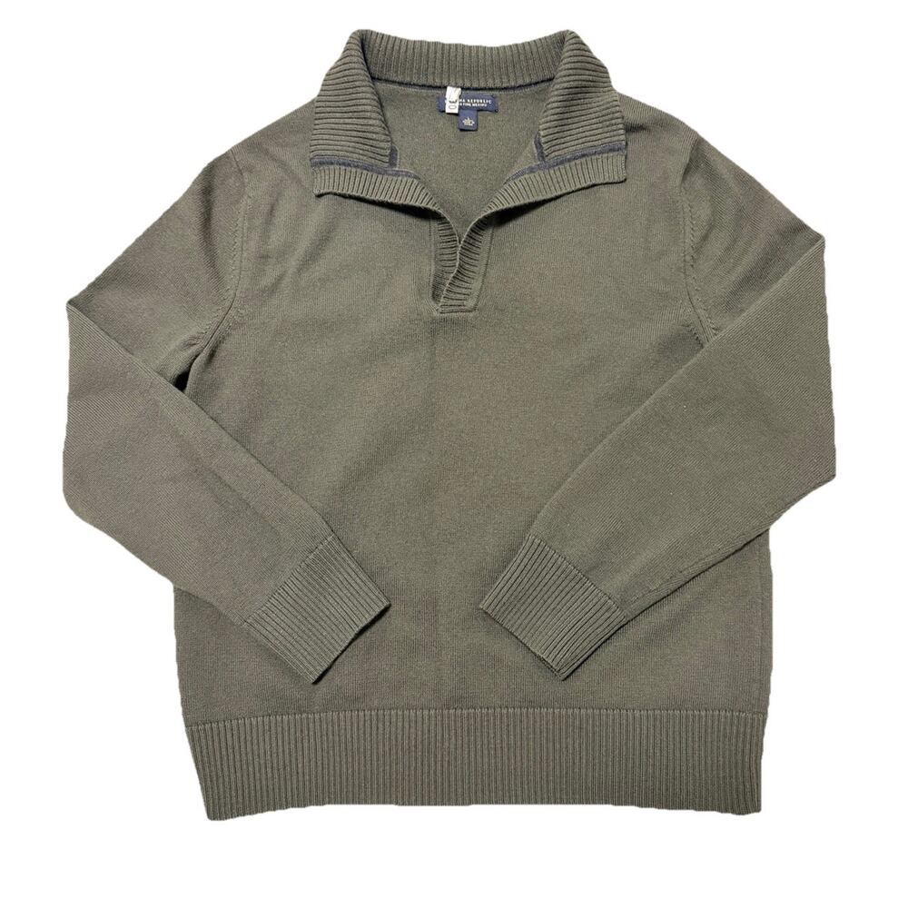 Banana Republic Extra Fine Merino Wool Sweater Men’s Large Green Pullover Knit